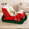 Durable Cat Nest Christmas Sleigh Shaped Pet Bed, Cozy Holiday Dog Sofa Anti?Slip Base Furniture Soft Cushion, Washable Sleeping Bed for Small