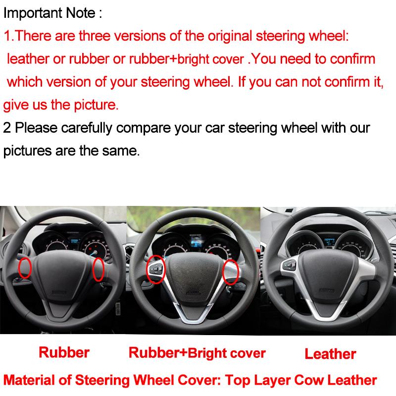 Hand Sewing Car Steering Wheel Cover For Ford Fiesta 2008-2016 2017 Ecosport 2014- 2015 2016 2017 Braid on the Steering wheel
