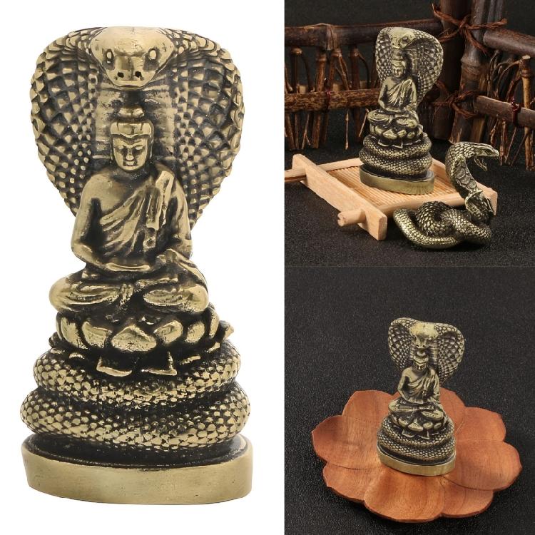 Intricate Metal Buddhas Sculpture With Snake Symbolism Temple Bronze Decoration For Mindful Living And Decors