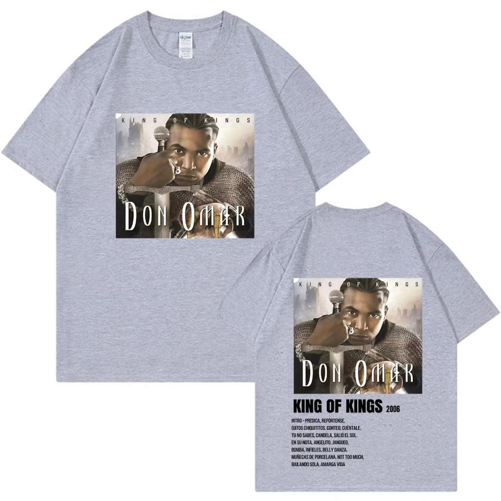 2026 Summer Fashion Trendy Tee Rapper Don Omar King Hip Hop Graphics T-shirts Men Women Double Sided Print Y2K Short-sleeved Tee