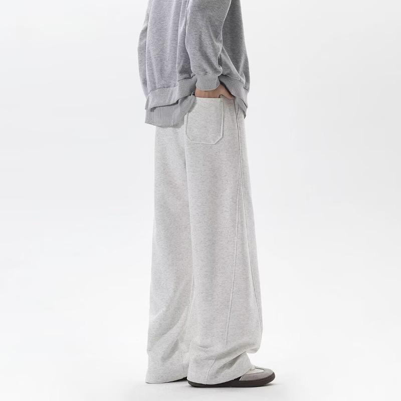 Men American Retro Heavyweight Patchwork Wide Leg Casual Sports Sweatpants