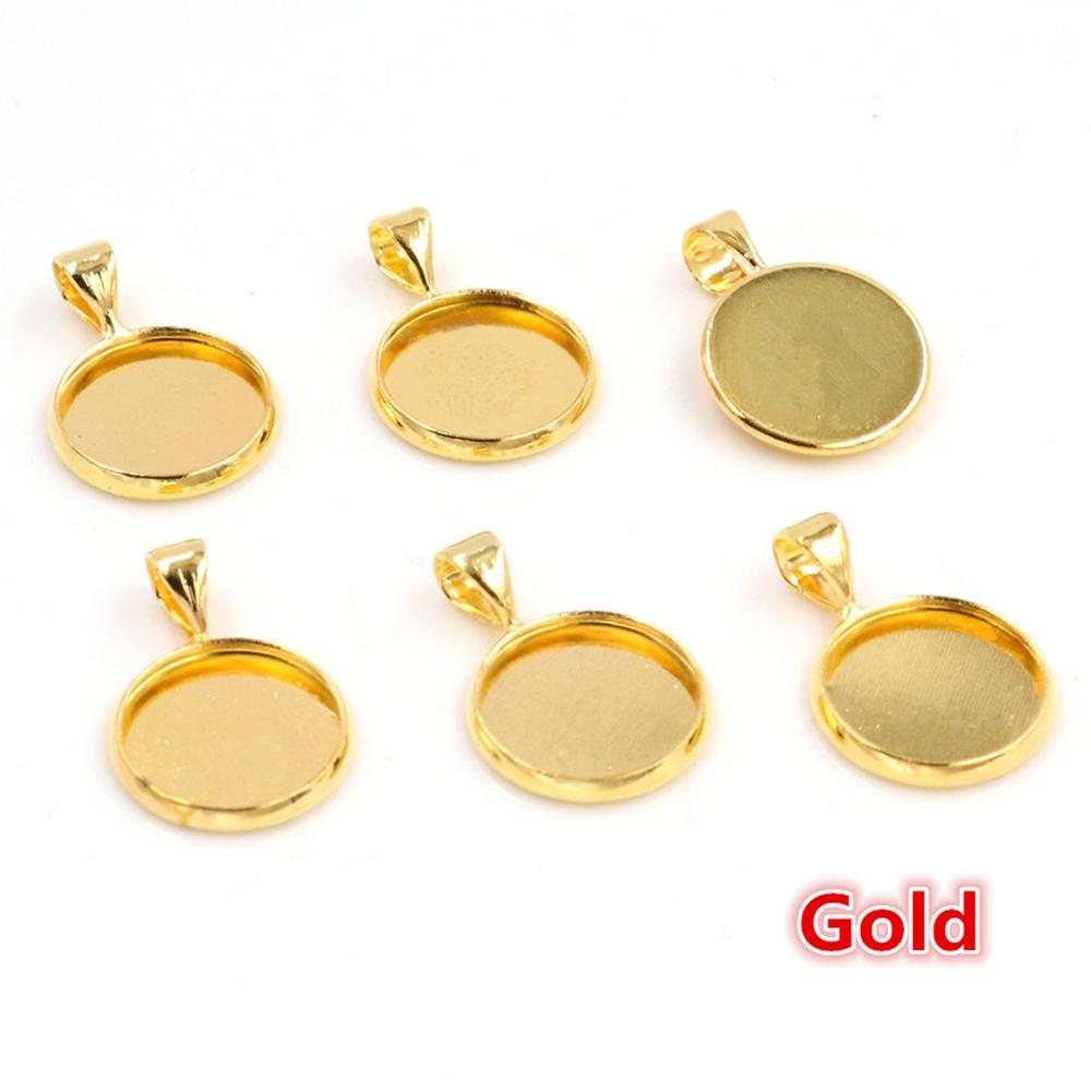20pcs 12mm Inner Size Simple Pendant Cabochon Cameo Blank Base Setting Bezel Tray Charm for Earrings Bracelet Necklace Findings 