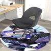 1pc Anime Design Round Carpet - Office Chair Mat with Cool Girl Holding Scissors and Music Notes, Suitable for Home Decor