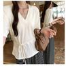 V-Neck Soft, Skin-Friendly Short-Sleeve T-Shirt with Back Waist Tie - Women's Summer 2026 New Style