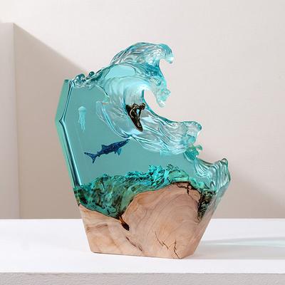 Seabed Organism Seaweed Shark Figurines Tabletop Art Decor Diver Deep Sea Turtle Resin Night Light Home Desk Christmas Gift