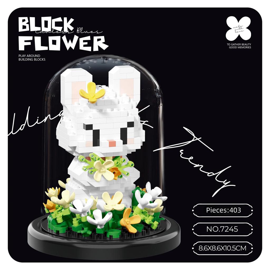 Non-Toxic Mini Building Block Animal Garden Cartoon Rabbit Rose Bricks Diy Assemable Eternal Flower Creative Educational Toys For Children