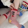 Autumn Women's Socks, Mid-calf Socks, Cartoon Cat Through-pile Socks, Student Socks for Women