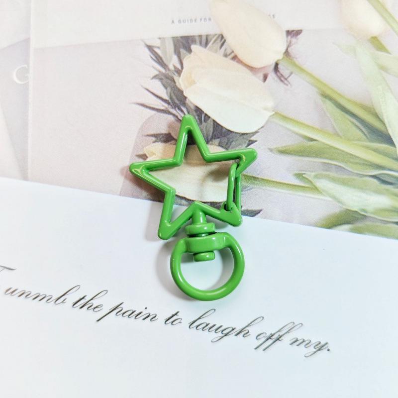 Colorful Zinc Alloy Star Keychain with Candy Color Spring Buckle Pendant - DIY Jewelry Accessory