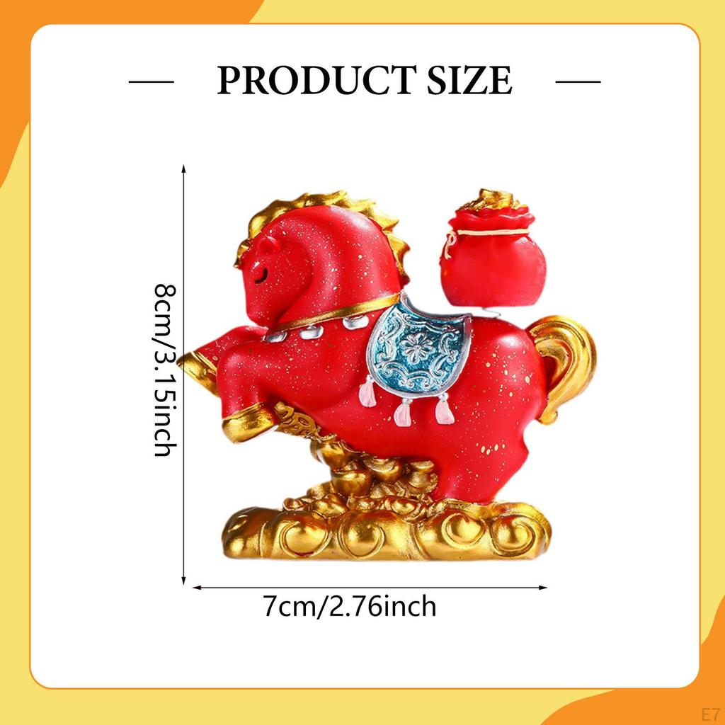 Horse Figurine Animal Sculpture Resin Fine Craftsmanship Fengshui Tabletop Decoration for