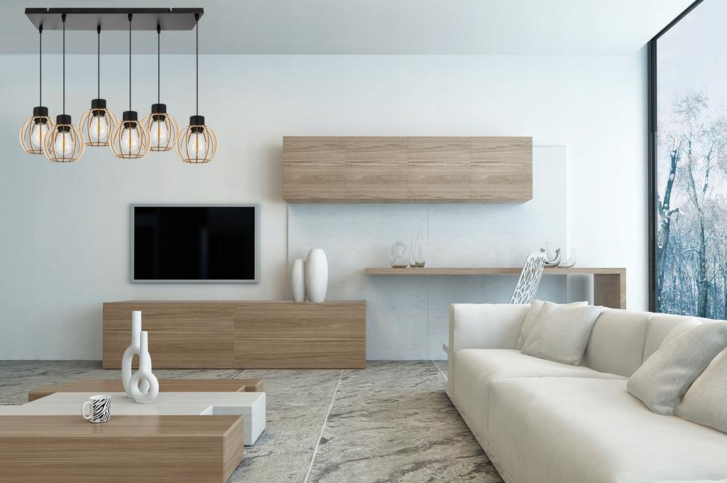 Hanging Lamp, Ceiling Chandelier, Wooden, Led Lampshade