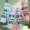 1PC Say Yes To New Adventures Text 750ml Color Plastic Sports Water Bottle Leakproof Flip Straw Lid Suitable for Sports Office Home Use