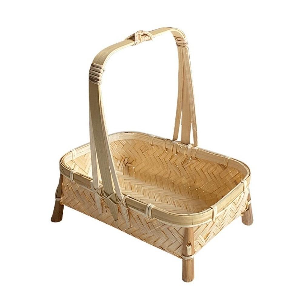 Multi-purpose Retro Bamboo Basket Bamboo Woven Small Size Fruit Basket Handmade Storage Basket Snack Fruit Organization