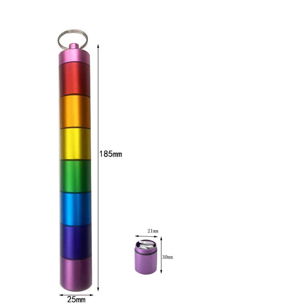 Reise Medikamentenbox 7 Fächer Pillendose Etui Organizer Etui Aluminiumlegierung Für Reisen Altenpflege Outdoor-Aktivitäten