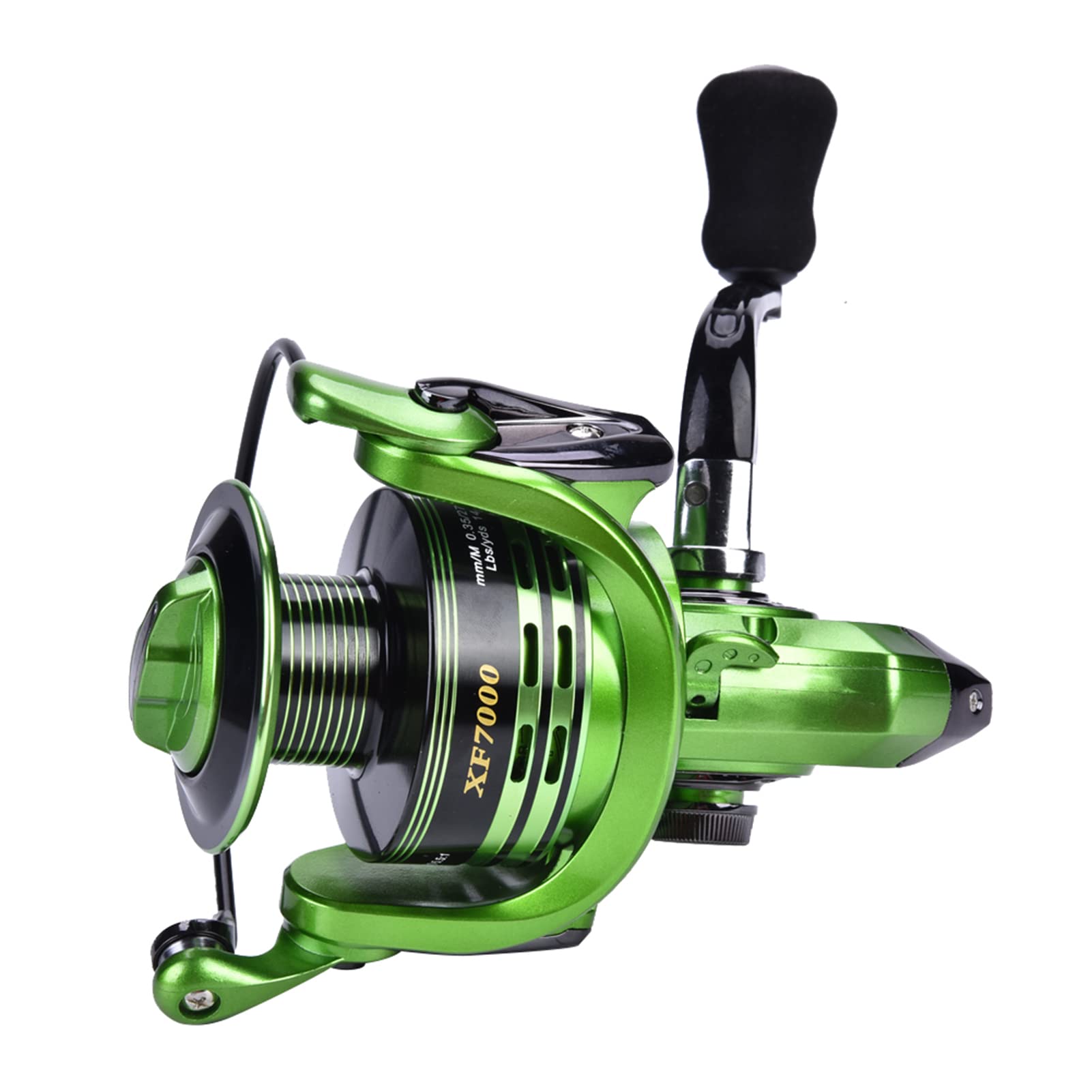 

Lightweight metal spinning reel for saltwater fishing highly durable casting suitable for saltwater fishing (Green XF7000), ambidextrous, reel,