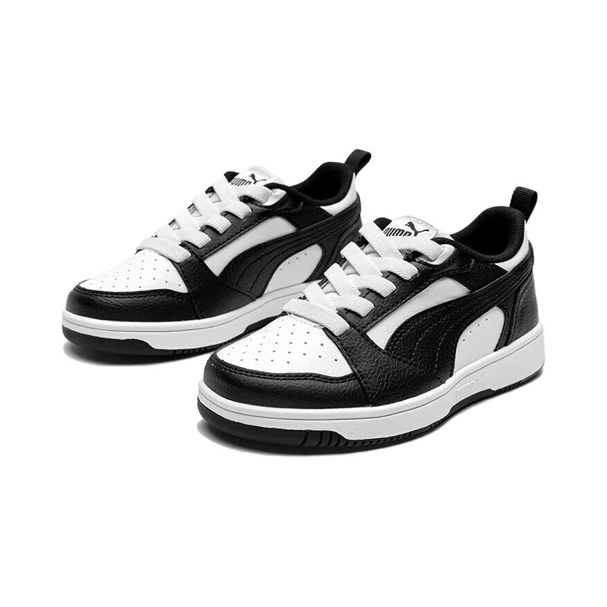 New PUMA Rebound V6 Low Top Kids' Skateboarding Shoes Black White Kids' 396742-01