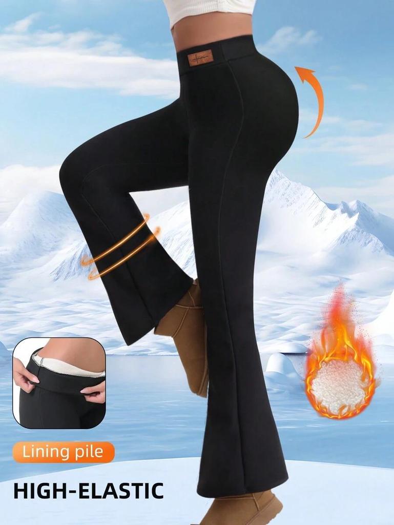 High Waist Fleece Flare Leggings Z91198