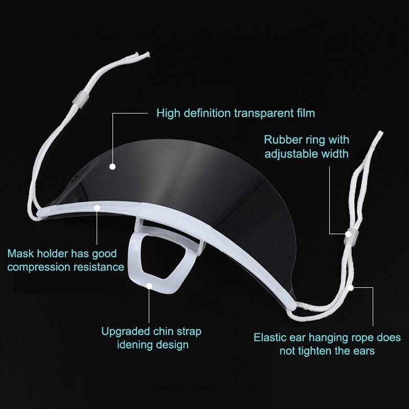 20Pcs Clear Plastic Catering Mask Hotel Beauty Chef Waiter Protective Mask Reusable Visible Splash Proof Mask