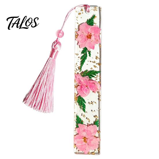 Marcador de Páginas Talos de Flor Real en Resina, Marcador de Página Seca de los 12 Meses, Marcador Prensado Hecho a Mano para Lectores, Regalo para Amantes de los Libros