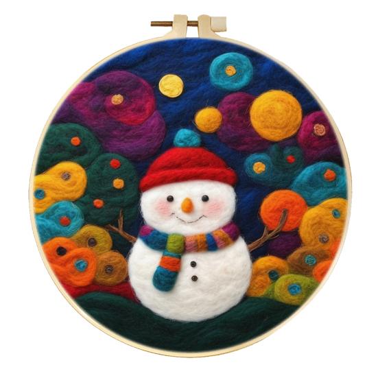 Christmas Needle Felting Kit Holiday Felt Painting Set for Beginners Starter Needle Felting DIY Craft Kit with Pad Needles Wool Decorative Frame