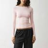 Damen Off-Shoulder Raffung Taille Slim Fit Cropped T-Shirt für Lässigen Sommer