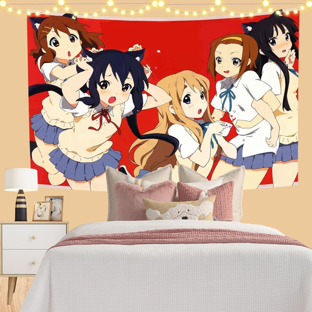 KOn Anime Girls Wall Tapestry Japanese School Uniform Art Print Bedroom Decor Otaku Gift Anime Fan Home Decoration