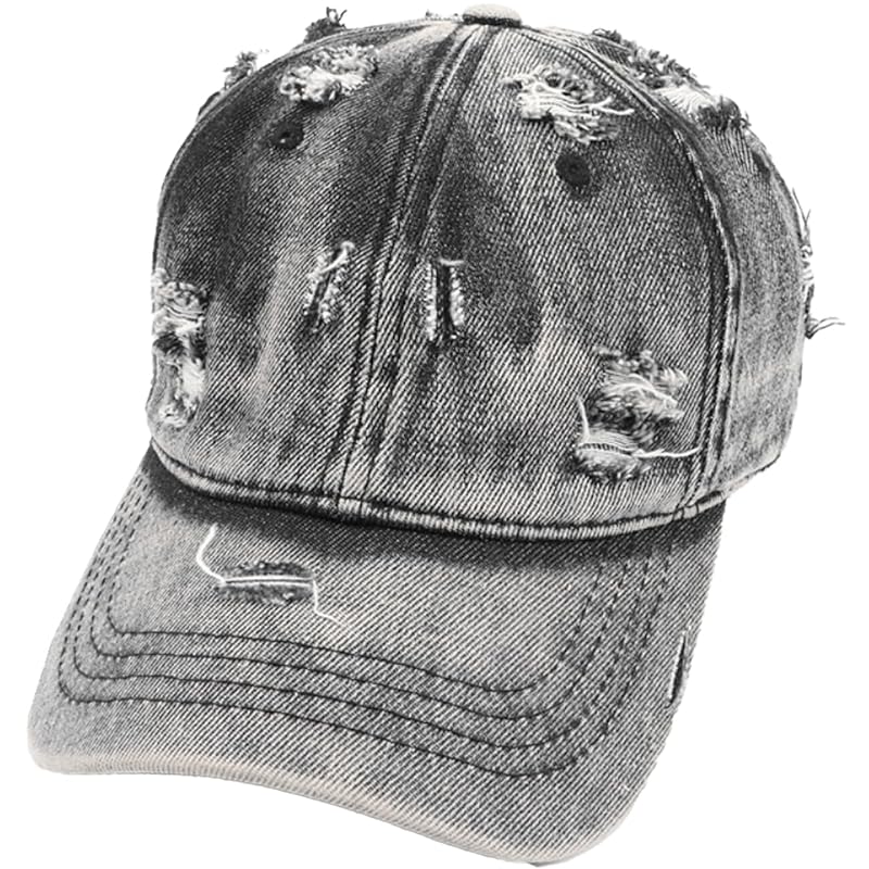 

[White Fang] hat cap cool denim casual vintage damage men s ladies CZ510 (black)