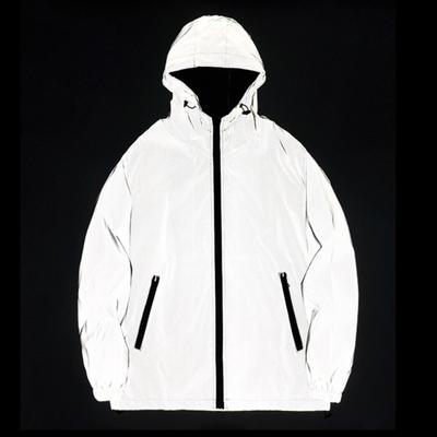 Cortavientos Fluorescente con Capucha para Hombre Casual Reflectante Hip Hop Chaqueta Abrigo Ropa Masculina