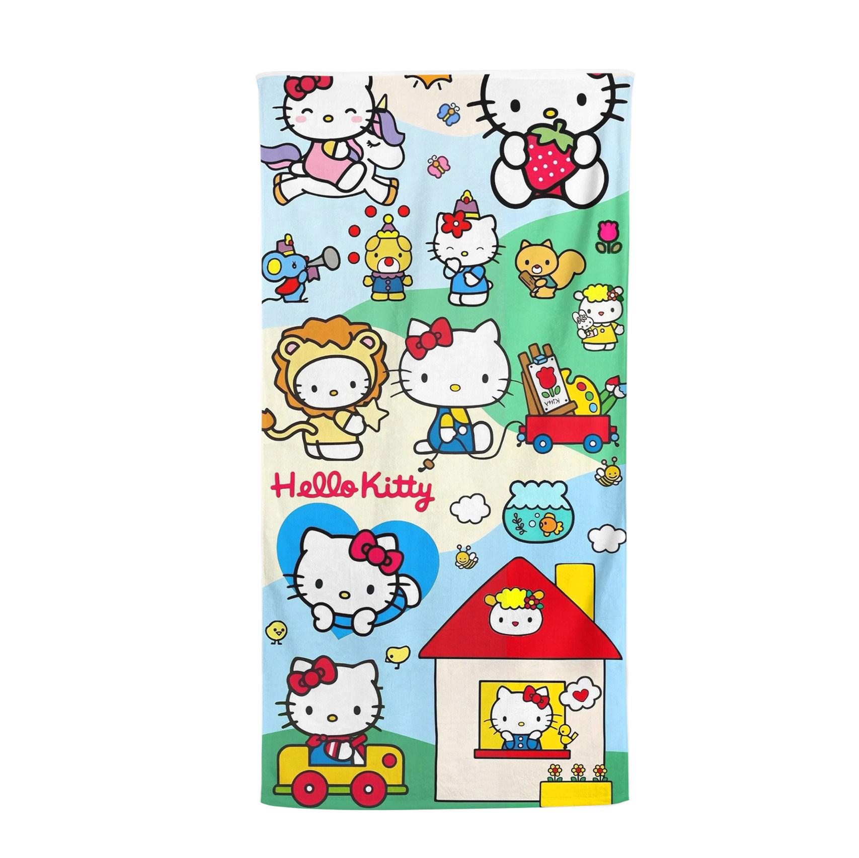 

Hello Kitty large bath towel super fine microfiber soft and absorbent cute size 70x140cm suitable for the beach or outdoor use W40*H60(CM)