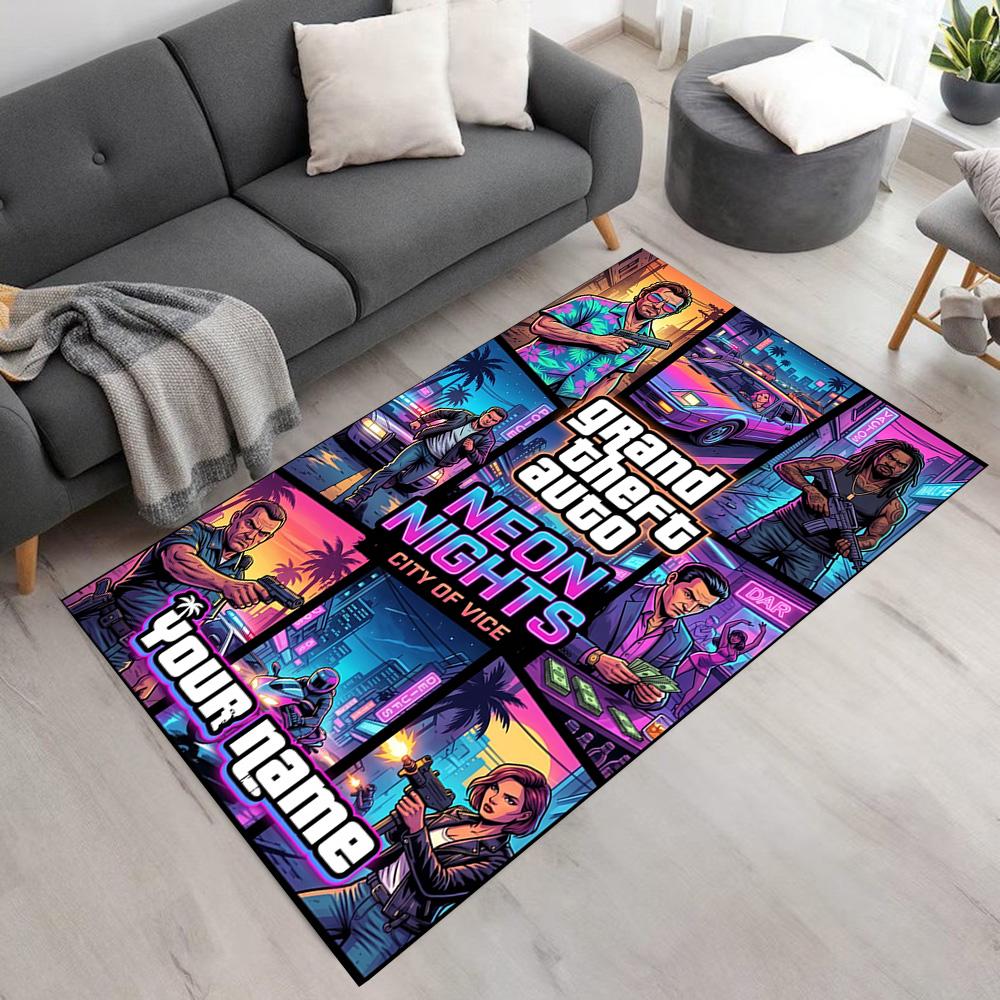 Grand Theft Auto Personalized Name Floor Rug Office Rug Suitable for Balcony Foyer Outdoor Living Rooms Antislip Carpet Office home decor