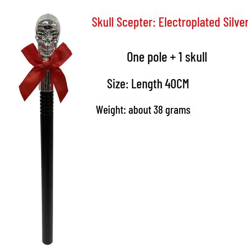 Pharaoh Cosplay Snake Scepter Magic Wand Prop Skull Staff with Red Bow