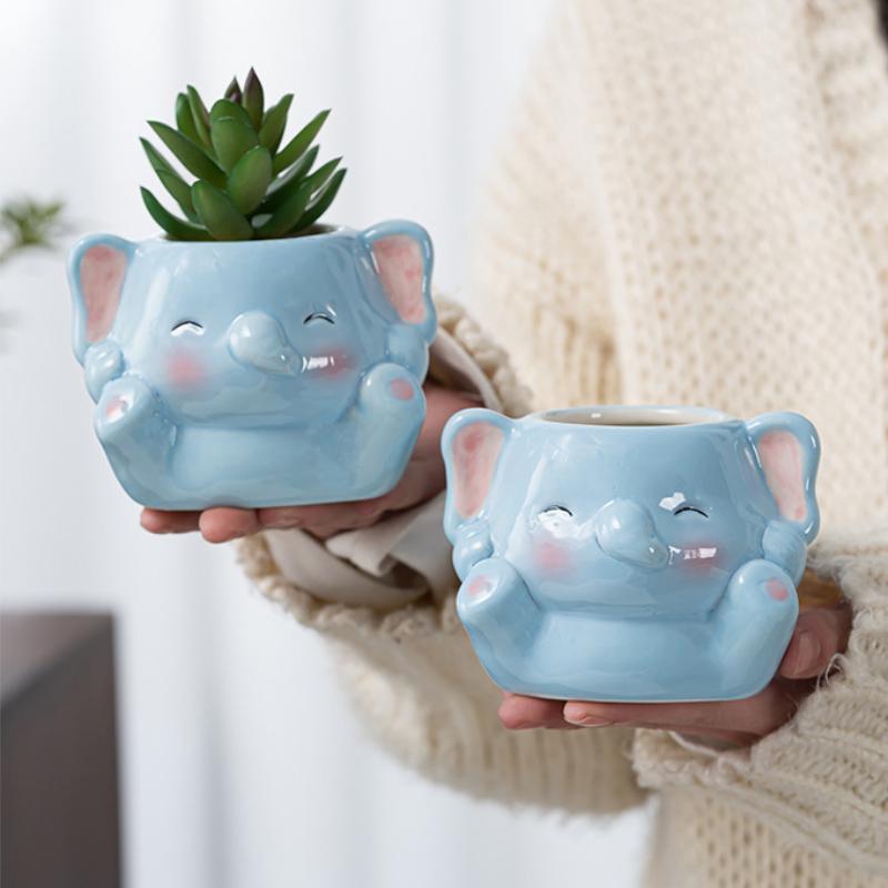 Cartoon Multifunction Ceramic Succulent Planter Cute Animal Cactus Potted Plant Gardening Creative Flower Pot Garden Decoration