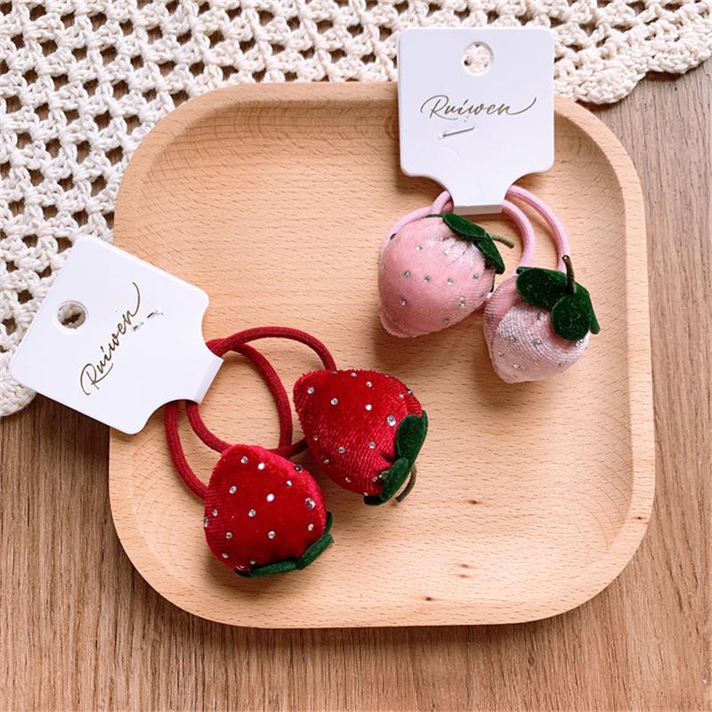 Cute Strawberry Hair Rope Ring Children Gift Baby Girl Kid Elastic Hair Rubber Band Accessories Headdress Headwear Ornament