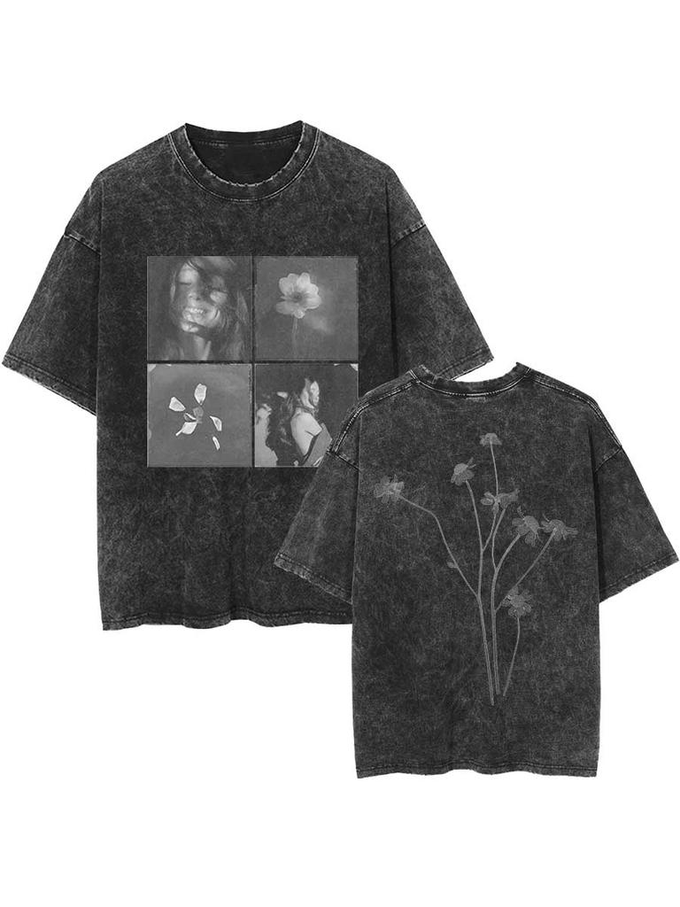 Ariana Grande T-shirt Oversize Petal Cotone Lavato Vintage Hiphop Streetwear Uso Quotidiano Top Fresco