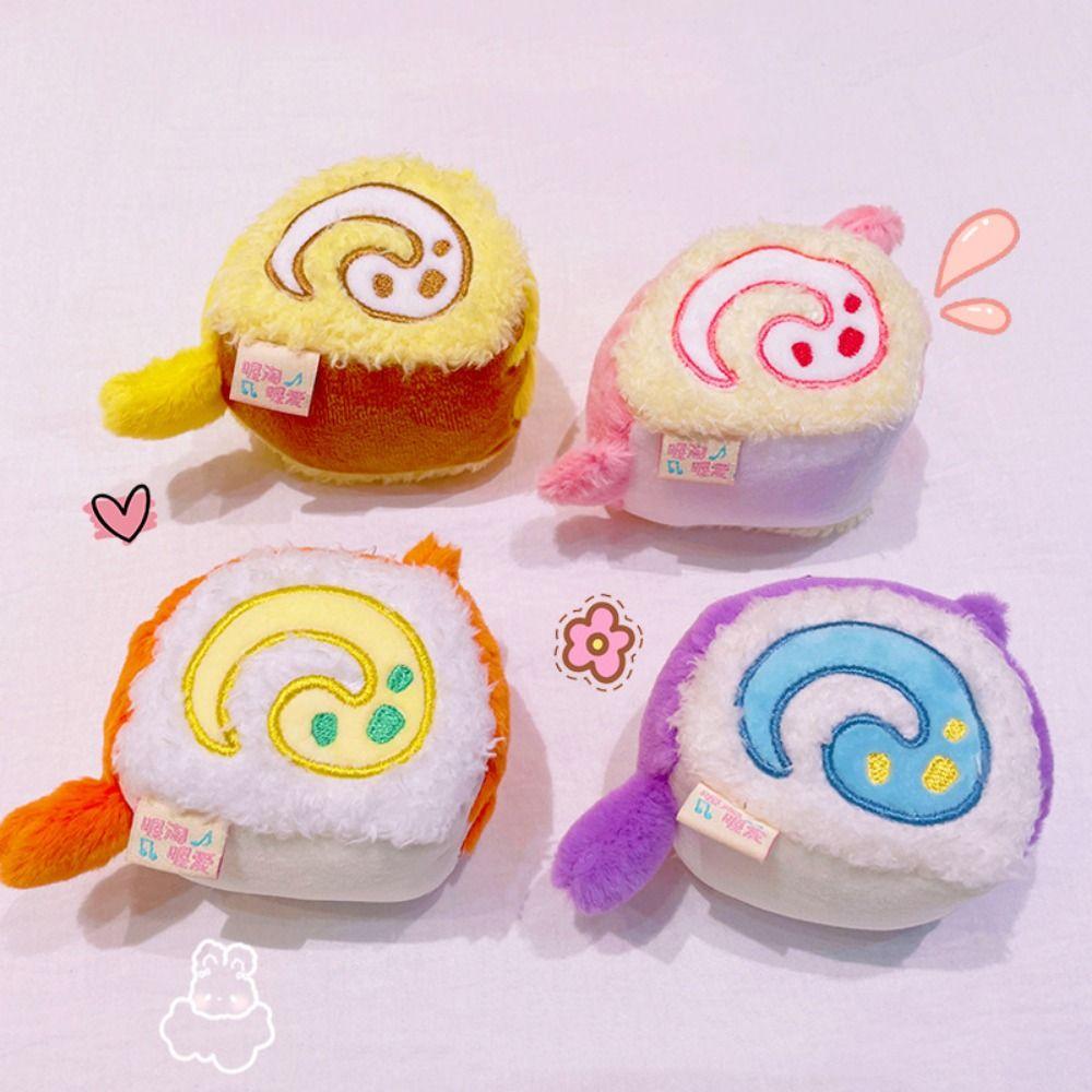 Stuffed Swiss Roll Pendant Animal Cartoon Plush Keychain Plush Swiss Roll Keychain Festive Decor