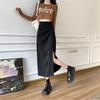 Women's High-Waist A-Line Pleated Slit Midi Skirt - Spring/Summer Design