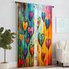 2 pcs   versatile polyester transparent curtains for home decoration Love Graffiti Art Colorful for use in bedrooms and living