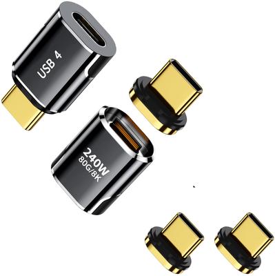MUXER USB C Magnetisch 80 Gbit/s Daten USB4 V2 240W PD Schnell 4K 120Hz 8K 60Hz HD Videosignal Thunderbolt 5 Gerätekompatibel Schwarz Adapter 2 Zusätzliche