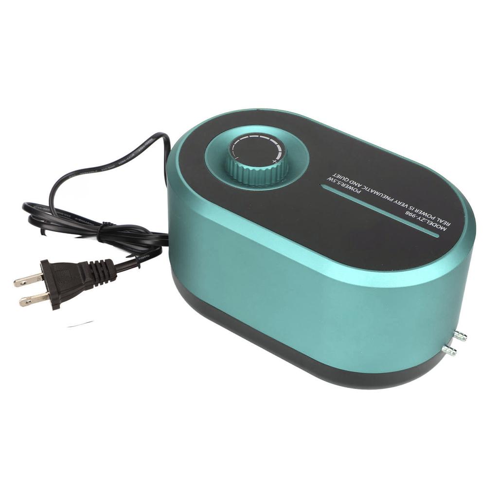 Sauerstoffpumpe für Aquarien mit zwei Ausgängen, leise, einstellbar, Luftpumpe für Aquarien mit Ausströmerstein, Luftschlauchprüfung