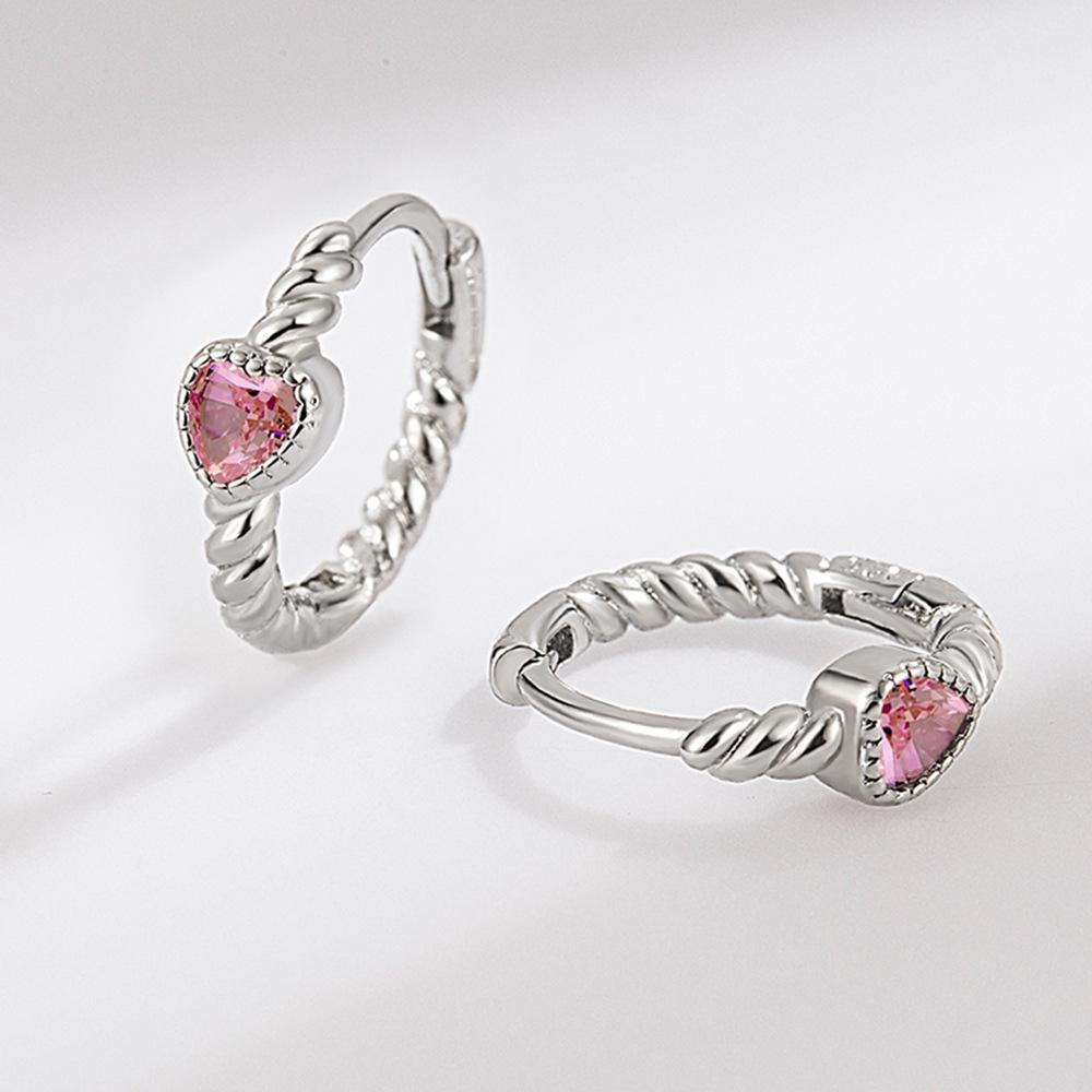 New  sterling  earrings love pink zircon earrings for women fashion jewelry gifts