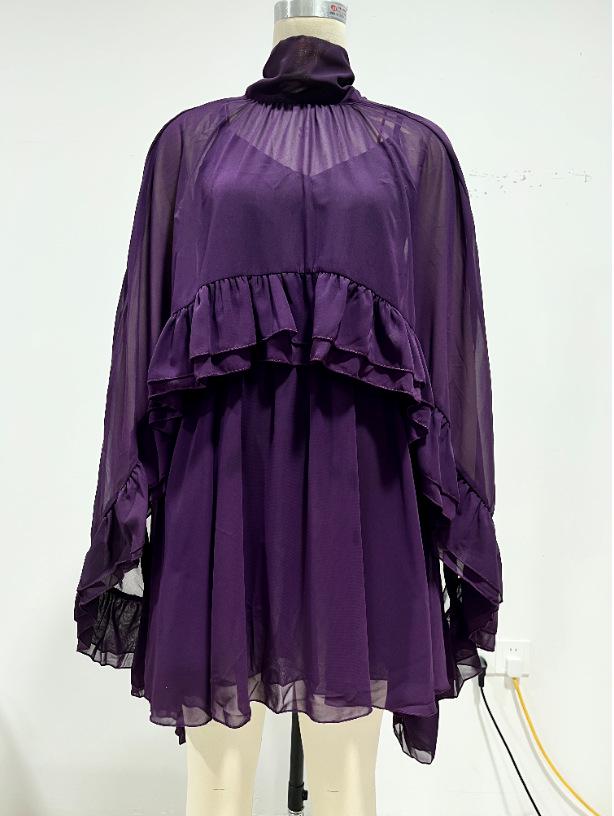Elegant Spring/Summer Chiffon Dress & Camisole Two-Piece Set