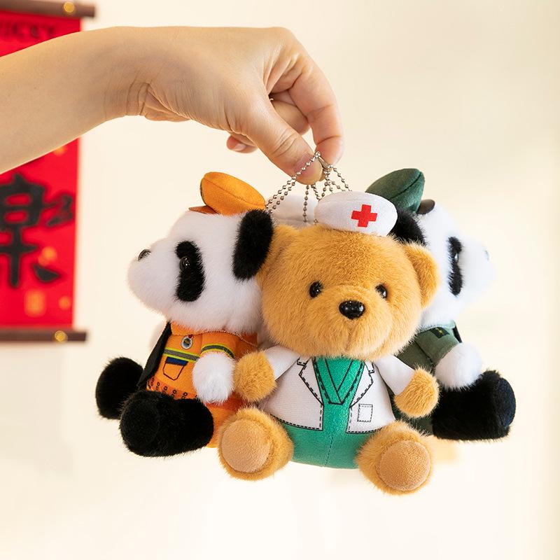 Breloc de pluș Panda Polițist - Variante Teddy Poliție Rutieră, Pompier, Doctor