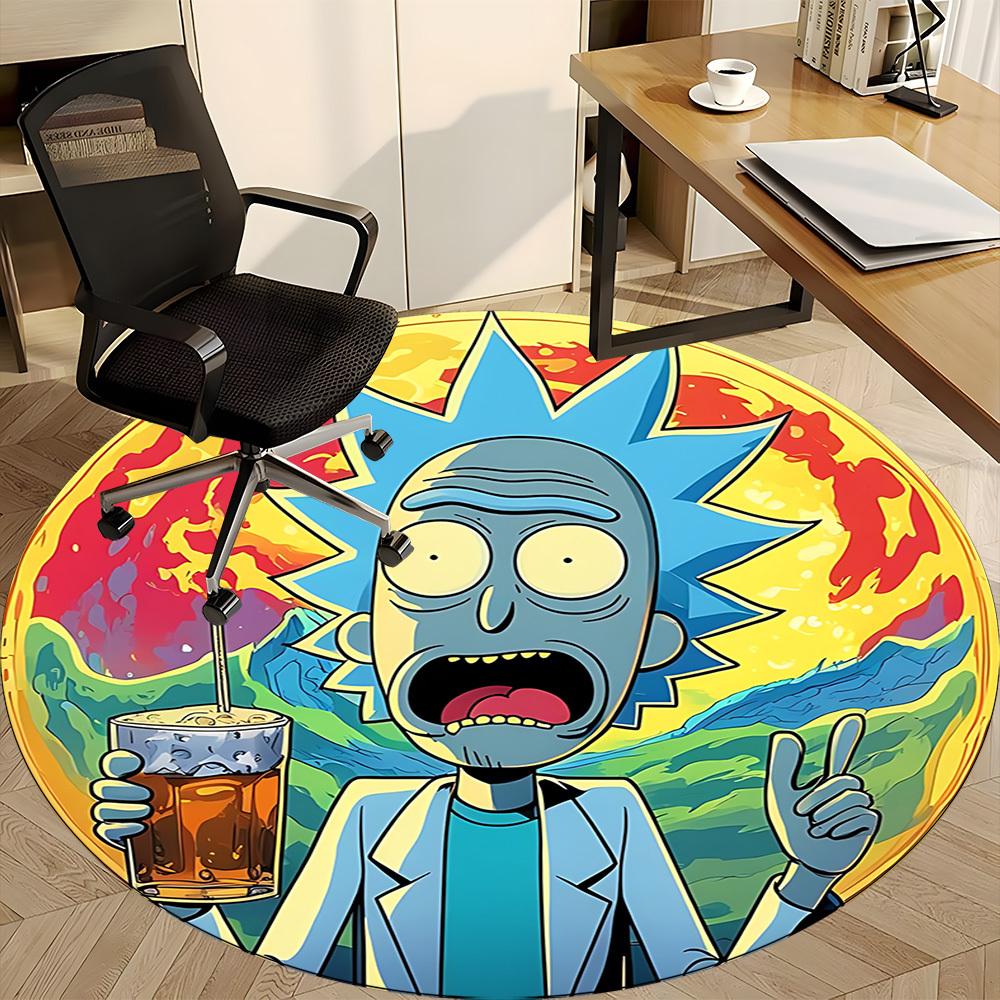 Tappeto Rotondo Ufficio Rick Sanchez 1 Pezzo, Antiscivolo, Morbido e Resistente, Tappeto da Ufficio per Decorazione d'Interni, Perfetto per Ufficio, Bella Decorazione