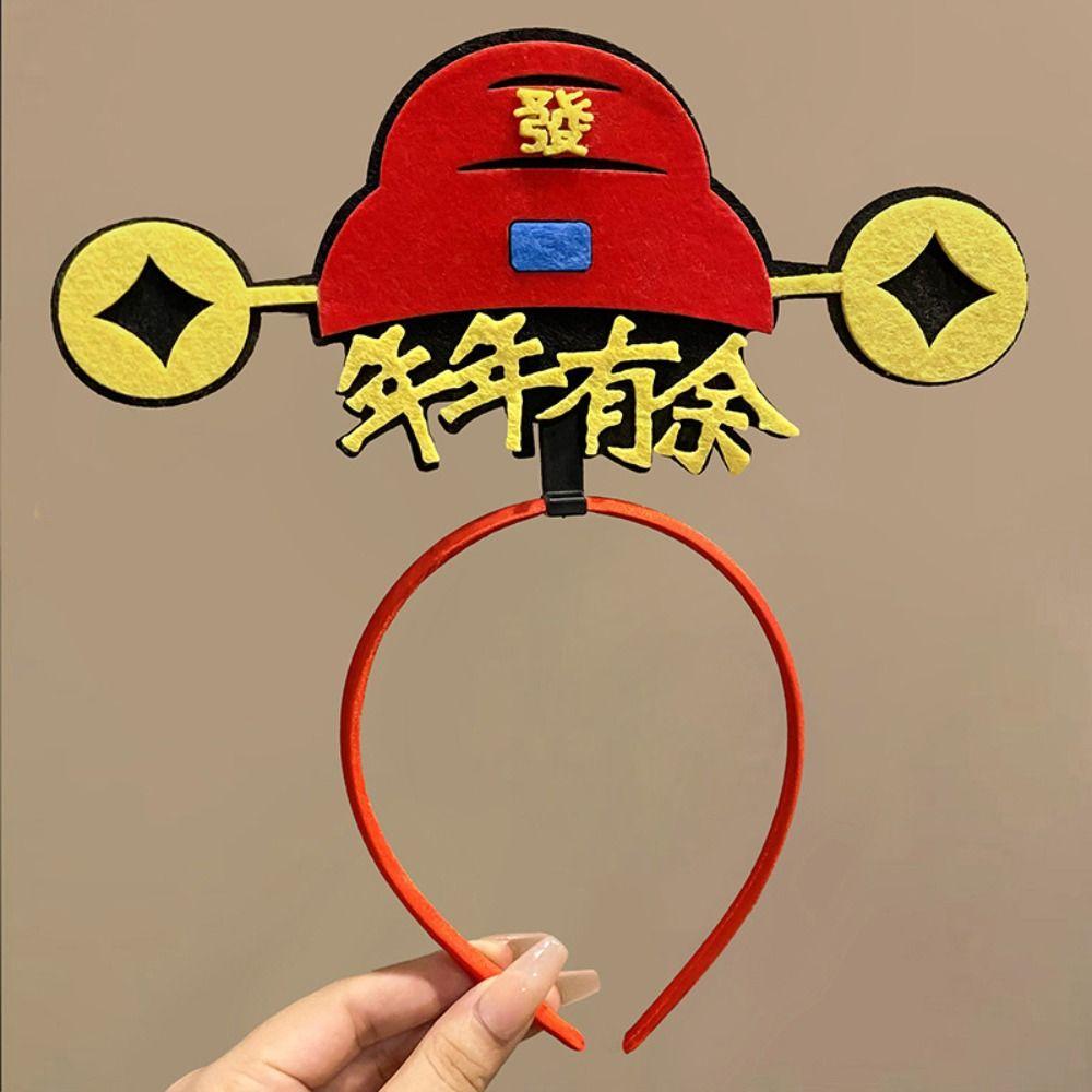 Cartoon 2024 Happy New Year Headband Red Hairband New Year Headdress Lovely Dragon Headband  Girl