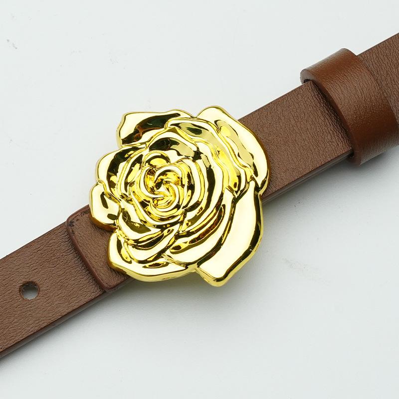 Women S Leather Belt New Double-Sided Versatile Belt Pure Cowhide Women S Smooth Buckle Belt Women 105cm