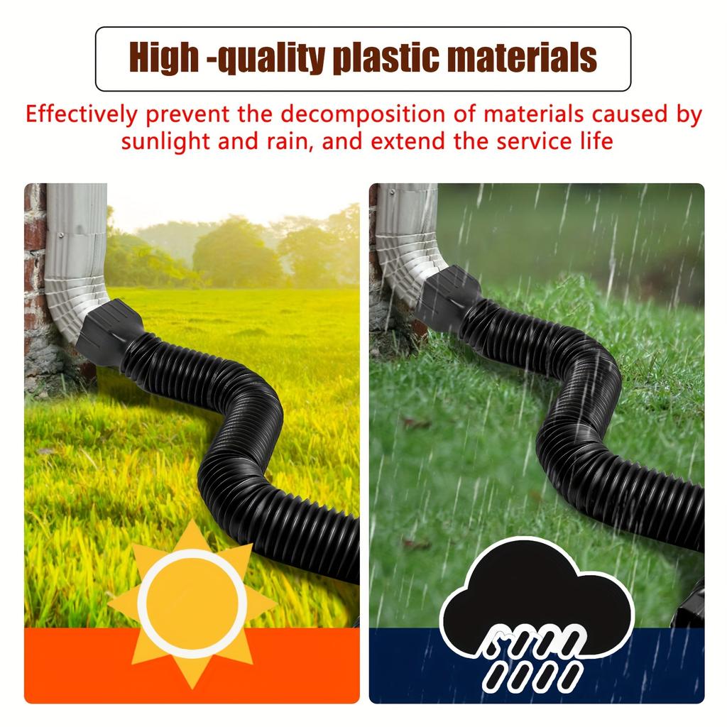 1pc Upgrade Downspout Extender,ABS+PE Folding Telescopic Rainwater Drainage Pipe Connector,Flexible Rain Drain