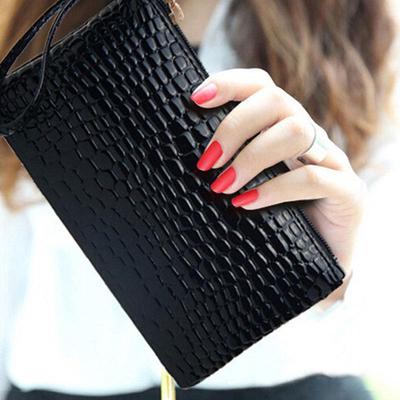 Crocodile Texture PU Phone Wallet Clutch Purse With Zipper Card Holder Makeup Pouch For Shopping Work And Daily Use Women