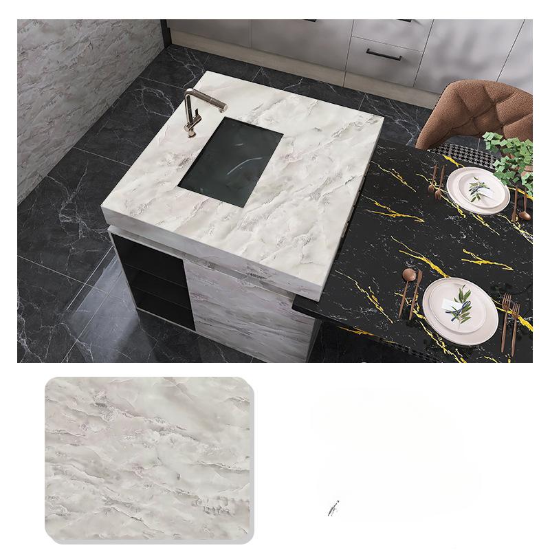 Film auto-adhésif en marbre pour cuisine, poêle à Film résistant à l'huile, étanche à l'humidité, autocollant de carrelage de rénovation d'armoire de comptoir