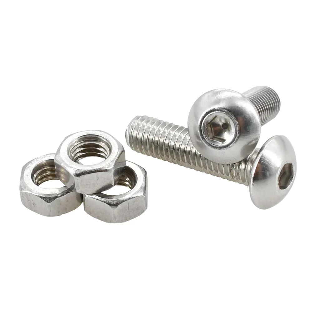 304 Stainless Steel Allen Screw Bolt Nut Washer Set Metric Threaded Hex Machine Screws Nuts Gaskets Kits With Box M2 M3 M4 M5 M6
