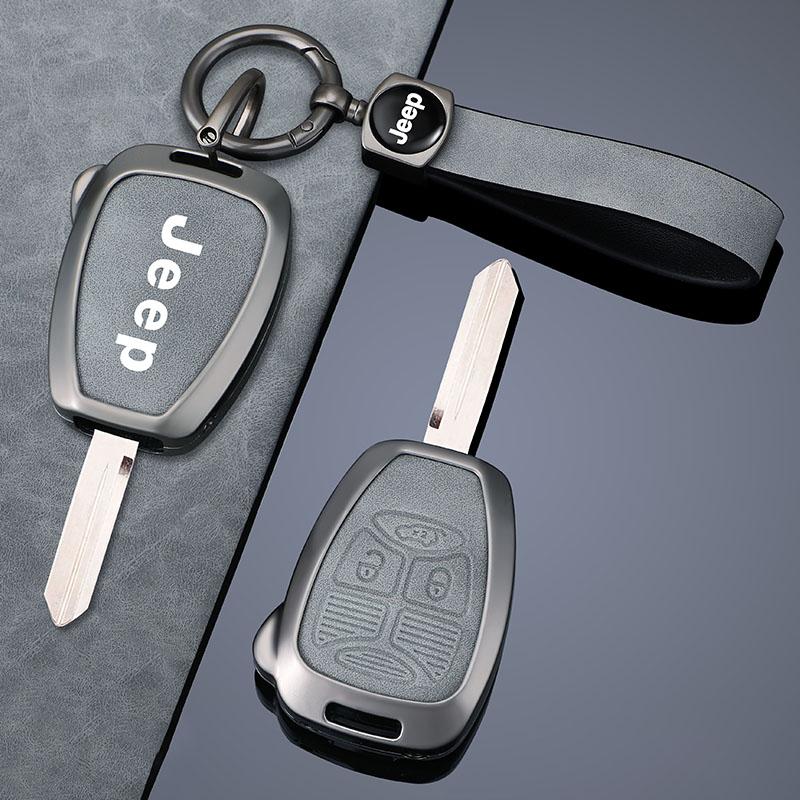 Metal Leather Car Key Case Cover for Jeep 300C Avenger Sebring Chrysler 200 Aspen Dodge Charger Commander Grand Cherokee Liberty