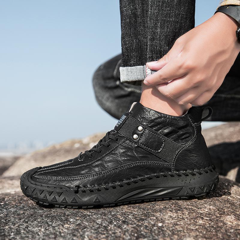 Autumn/Winter  Men's Casual Leather Shoes British-Style Driving Shoes Handmade High-Top Boots Moccasins Shoes